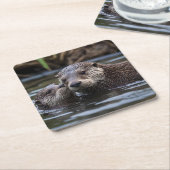 **「愛のエイドロフト：ミイラとベビーオッター」** スクエアペーパーコースター (アングル)