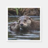 **「愛のエイドロフト：ミイラとベビーオッター」** スタンダードカクテルナプキン (正面)