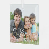 愛のエレガントクリスマスフォトパーソナライズされたー名 ガラスオーナメント (正面左)