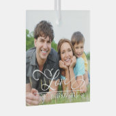 愛のエレガントクリスマスフォトパーソナライズされたー名 ガラスオーナメント (正面右)