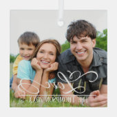 愛のエレガントクリスマスフォトパーソナライズされたー名 ガラスオーナメント (裏面)