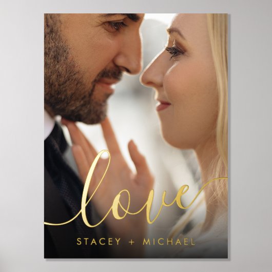 愛のエレガント脚本のカップル名の写真 箔ポスター (正面)