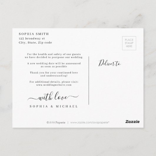 愛のエレガント脚本は患者の写真の延期だ ポストカード (裏面)