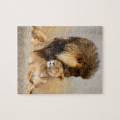 愛のオスおよびメスのライオン ジグソーパズル (横)