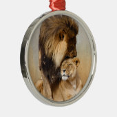 愛のオスおよびメスのライオン メタルオーナメント (右)