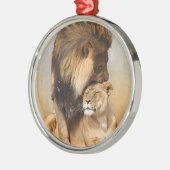 愛のオスおよびメスのライオン メタルオーナメント (左)