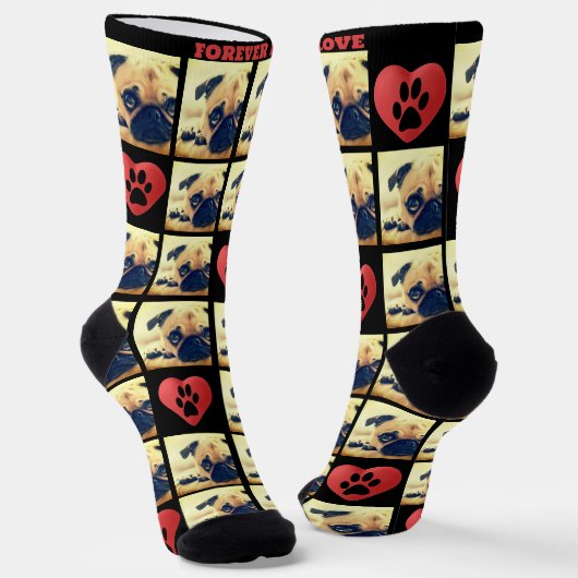 愛のカスタム写真コラージュ愛ペット ソックス (傾斜あり)