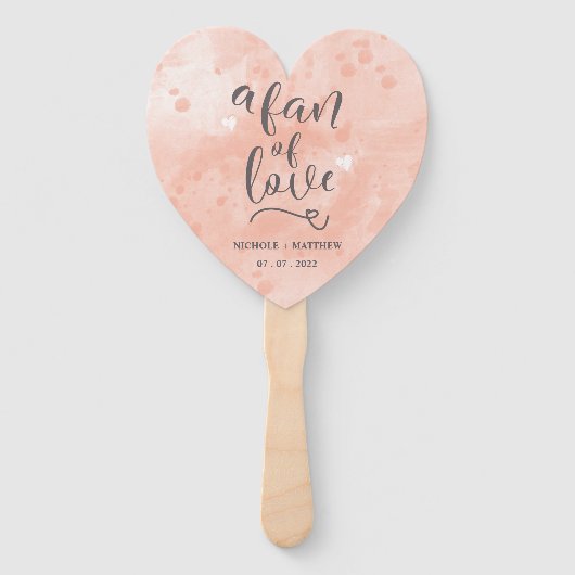 愛のカスタム書道のファン赤面水色 ハンドファン (正面)
