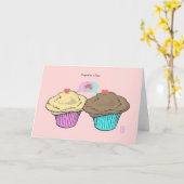 愛のカップケーキCustardChocoPinkBlueバレンタイン カード (黄色い花)