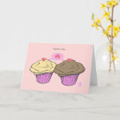 愛のカップケーキCustardChocoPinkPinkバレンタイン カード (黄色い花)