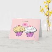 愛のカップケーキCustardVanillaPinkPinkバレンタイン カード (黄色い花)