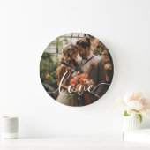 愛のカップルカスタムの写真 ラージ壁時計 (ホーム)
