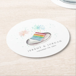 愛のカップルパーソナライズされたのスライス ラウンドペーパーコースター