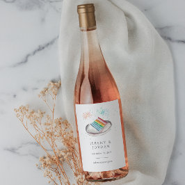 愛のカップルパーソナライズされたのスライス ワインラベル