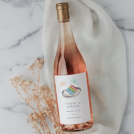 愛のカップルパーソナライズされたのスライス ワインラベル