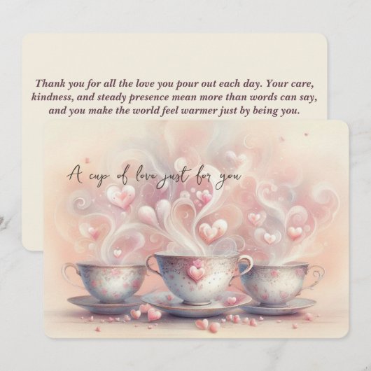 愛のカップ カード フラット グリーティング カード (正面/裏面)