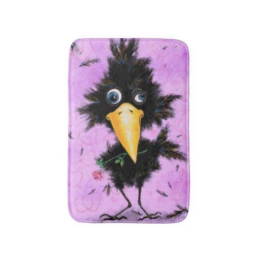 愛のカラスでおもしろい- バスマット (正面縦)