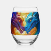 愛のカラフルドラゴンズ茎のないワイングラス ステムなしワイングラス (裏面)