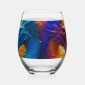 愛のカラフルドラゴンズ茎のないワイングラス ステムなしワイングラス (左)