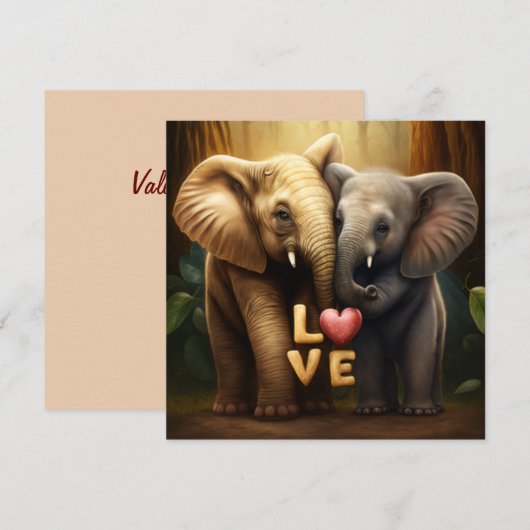 愛のカードに可愛い動物 (正面/裏面)