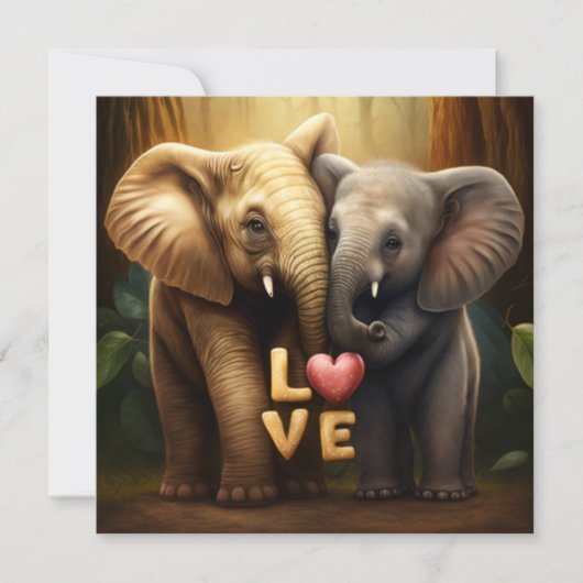 愛のカードに可愛い動物 (正面)