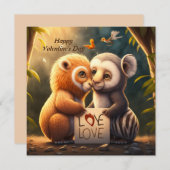 愛のカードに可愛い動物 (正面/裏面)