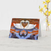 愛のキスをするな白鳥、ハートの形の首 カード (黄色い花)