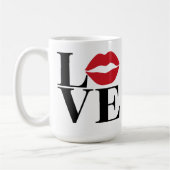 愛のキス：赤い唇の版マグカップ コーヒーマグカップ (左)