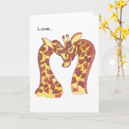 愛のキリンたち カード (黄色い花)