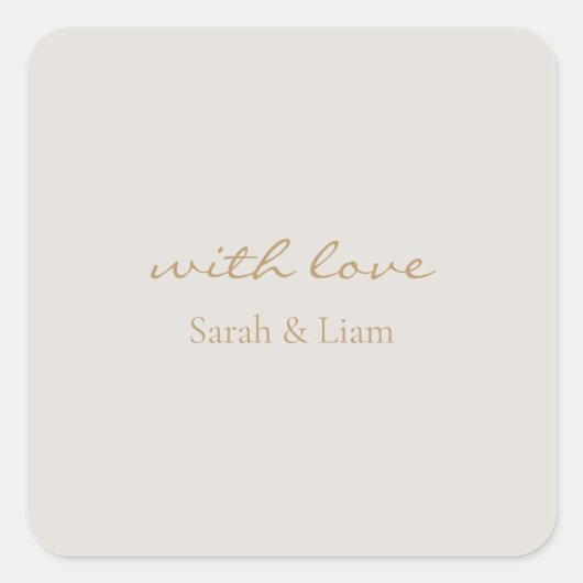 愛のギフトの好意のステッカーとネトラル結婚シック スクエアシール (正面)
