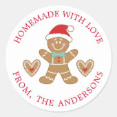 愛のクリスマスで作られたジンジャーブレッド ラウンドシール (正面)