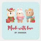 愛のクリスマスで作る動物をフェスティバル スクエアシール (正面)