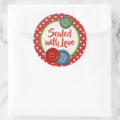 愛のクリスマスで封印された可愛いボタンポルカ ラウンドシール (バッグ)