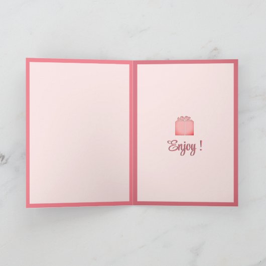 愛のクリスマスとサンタの大きなピンクの弓 カード (内部)