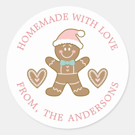 愛のクリスマスに作られたジンジャーブレッド ラウンドシール (正面)