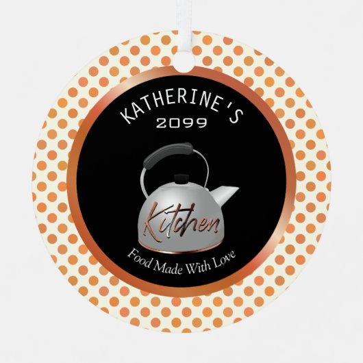 愛のクリスマスに作られる銅のキッチンフード メタルオーナメント (正面)