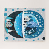 愛のクリスマスに冬の青結婚い鳥 ジグソーパズル (横)