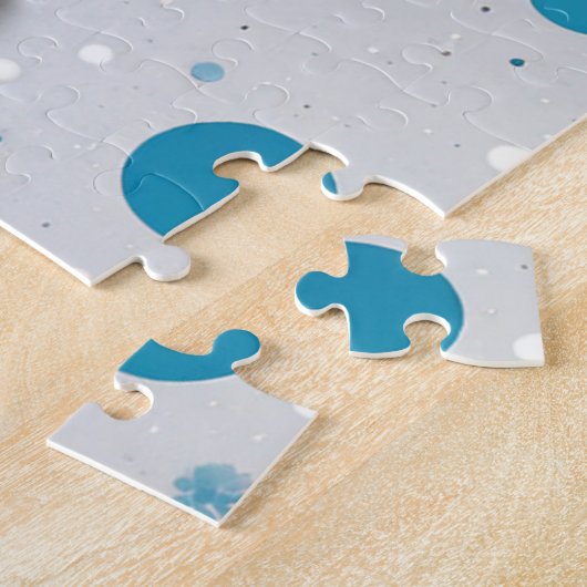 愛のクリスマスに冬の青結婚い鳥 ジグソーパズル (側面)