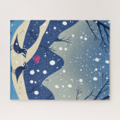 愛のクリスマスに冬の青結婚い鳥 ジグソーパズル (横)