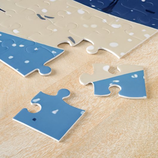 愛のクリスマスに冬の青結婚い鳥 ジグソーパズル (側面)