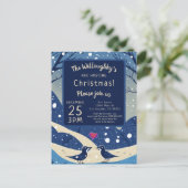 愛のクリスマスに冬の青結婚い鳥 ポストカード (スタンド正面)