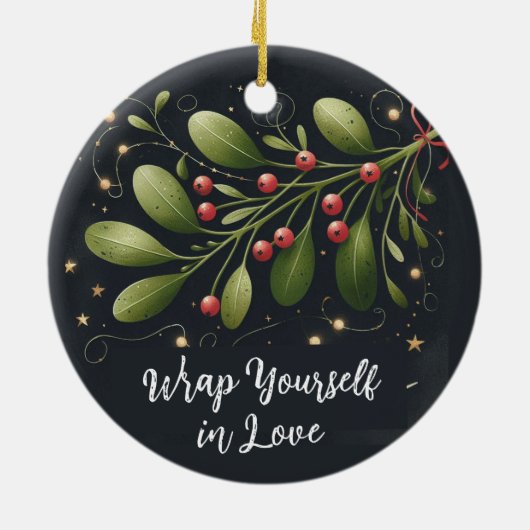 愛のクリスマスに自分自身を包む セラミックオーナメント (裏面)