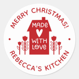 愛のクリスマスのステッカーで作られた赤いメリークリスマスベーキング ラウンドシール