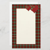 愛のクリスマスの格子縞のハート 便箋 (正面/裏面)