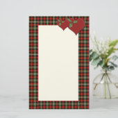 愛のクリスマスの格子縞のハート 便箋 (スタンド正面)