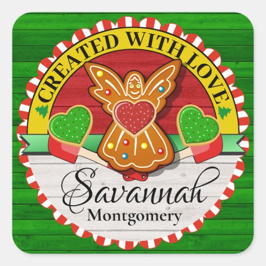 愛のクリスマスステッカーで作成 スクエアシール (正面)