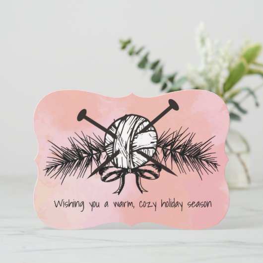 愛のクリスマスニードルで手作りの糸編み物 シーズンカード (スタンド正面)