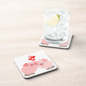 愛のコースターセットのかわいい漫画の豚 コースター (右側)