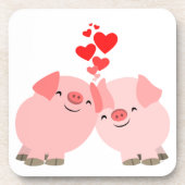 愛のコースターセットのかわいい漫画の豚 コースター (正面)