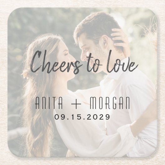 愛のコースター結婚への応援 スクエアペーパーコースター (正面)